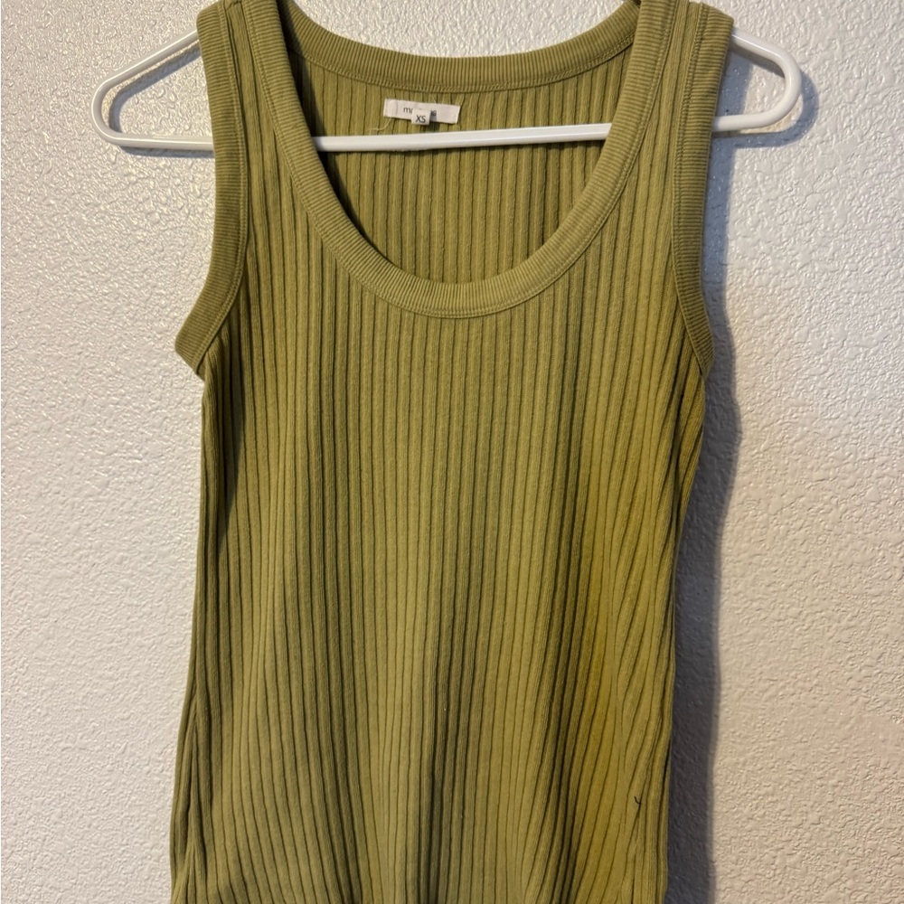 Olive Ribbed Tank Top